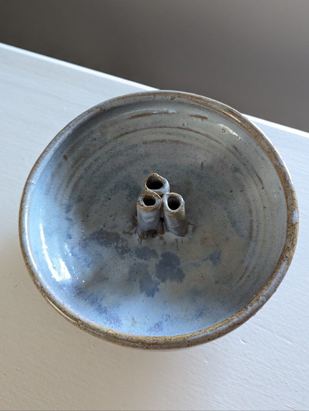 Handthrown Ceramic Ikebana Bud Vase In Light Blue Glaze